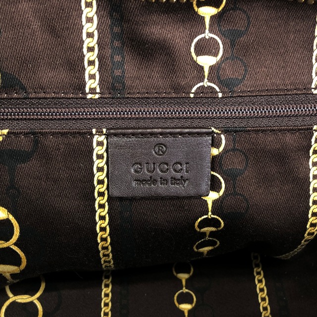 GUCCI グッチ ハンドバッグ ブラウン ベルト リボン エナメル ボストンバッグ vintage ヴィンテージ オールド dan4kc