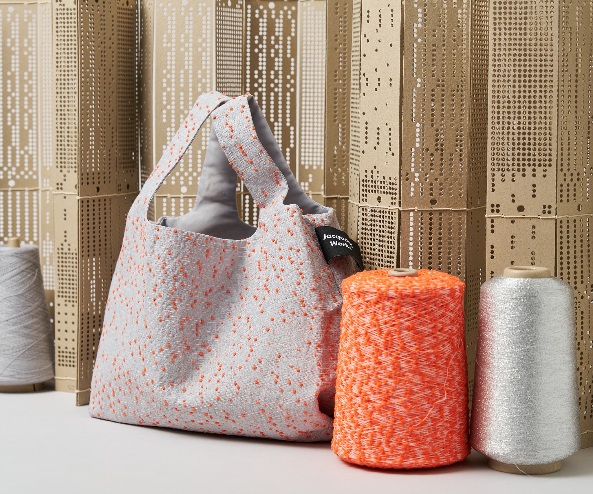 DOUBLE bag / orange dots / S（ポケット付） | Jacquard Works