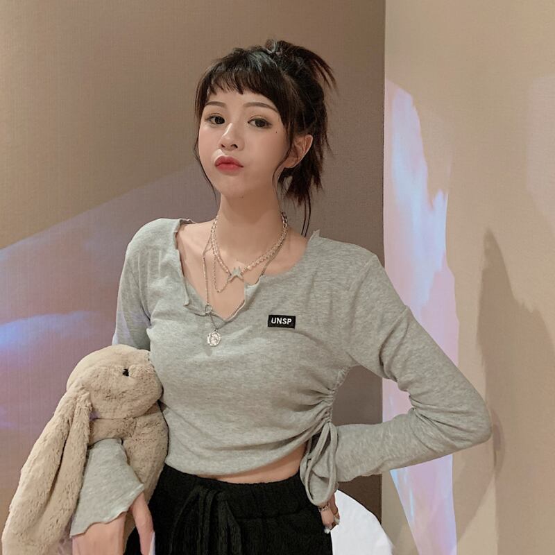 スプリングオータムトップス ロング 春物 秋物 Tシャツ 試着室95209152597