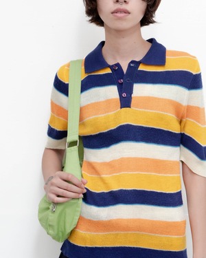 1970-80s Euro vintage - striped knit polo shirt