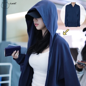 11/6予約発送!★aespa カリナ 着用!【INNIR】262 Cotton Rib Lightweight Zip Hoodie (Faded Navy)