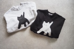 【elly molly】shadow cat トレーナー (White)100〜130cm【230915el】