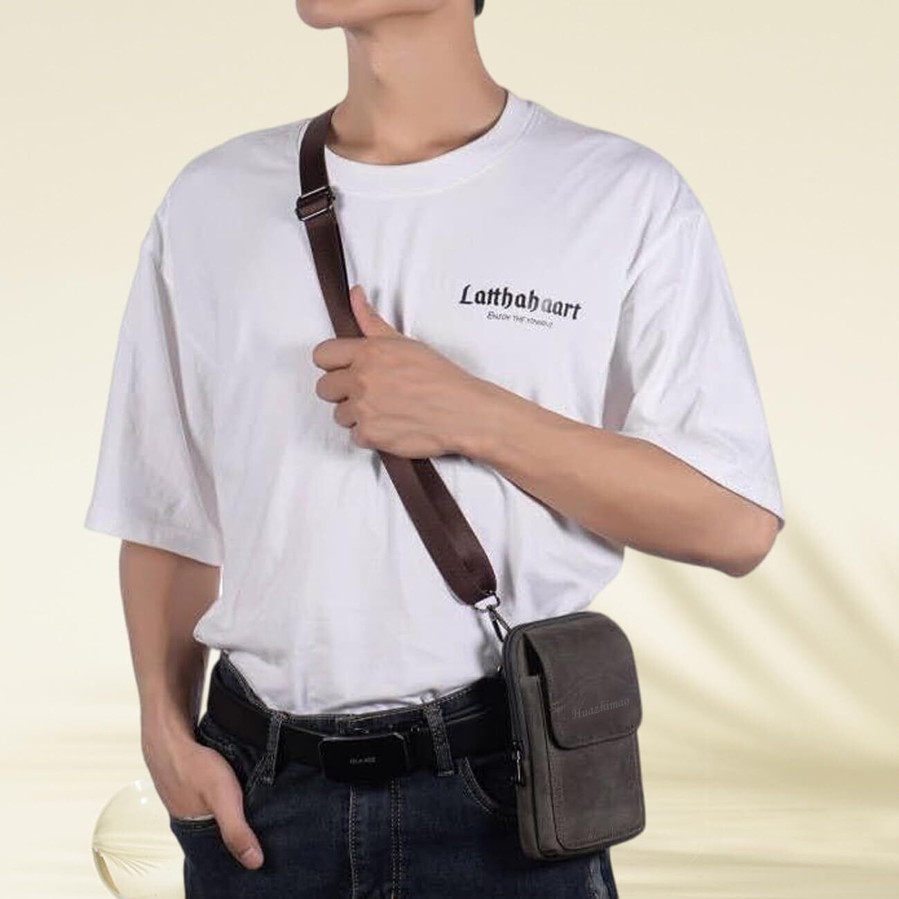 HUAZHIMAOスマホベルトポーチ本革,メンズスマホケー 在庫セールHUAZHIMAO本革スマホポーチメンズ, 携帯ベルトホルダー