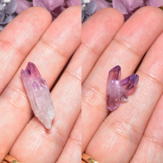 【世界一美しいアメシスト】ベラクルスアメシスト ミニポイント 2個セット メキシコ・ベラクルス州産 VA08-09