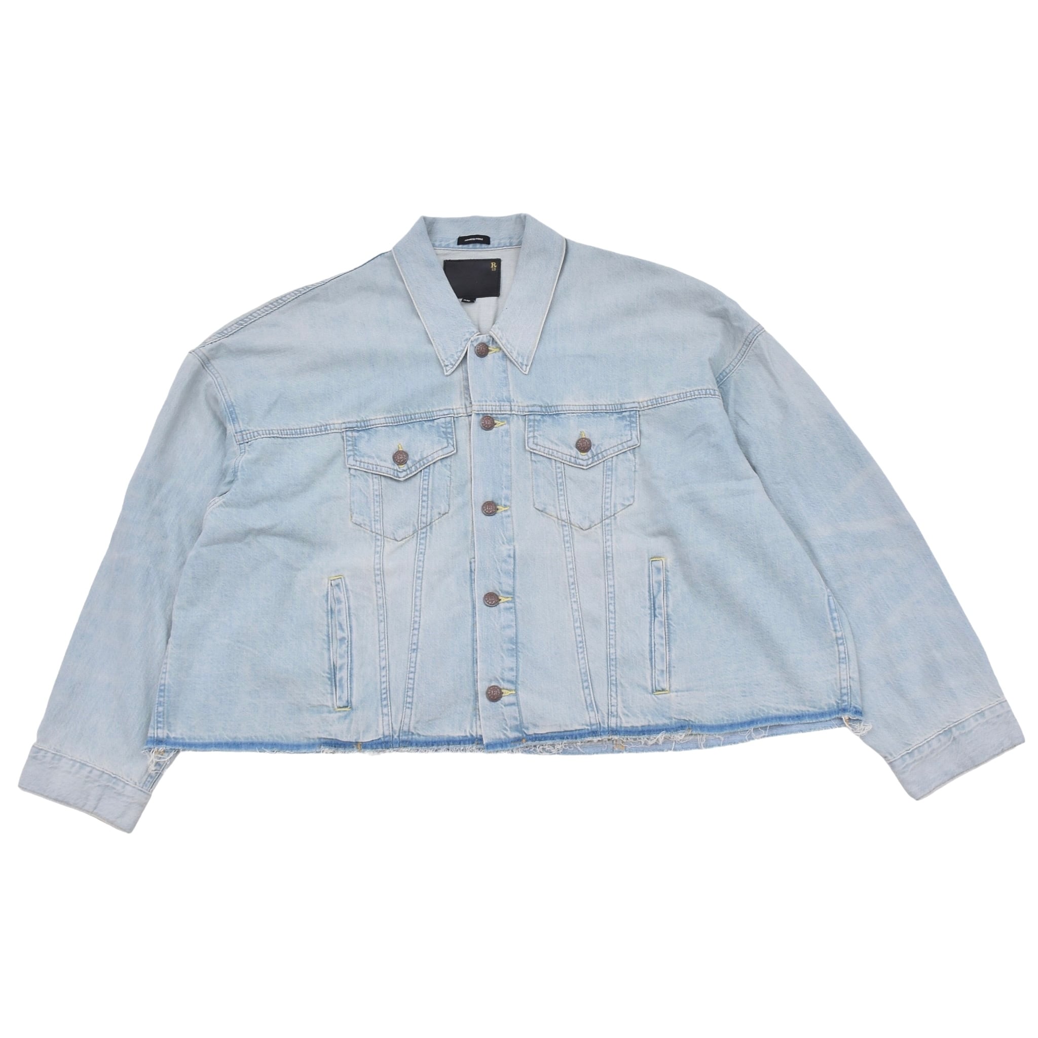 R13】OVERSIZED CUT-OFF TRUCKER JACKET(LENNON BLUE) | AYIN