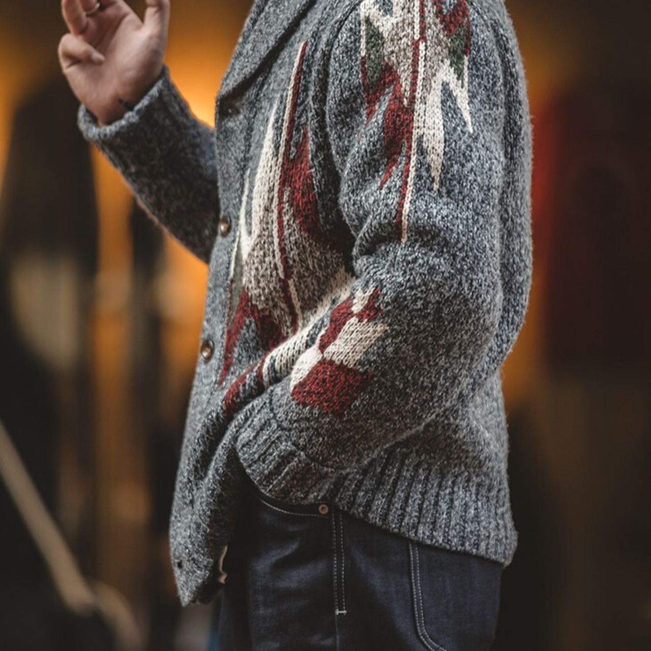 Geometric Knitted Cardigan Sweater / ジオメトリック ニット カーディガン セーター