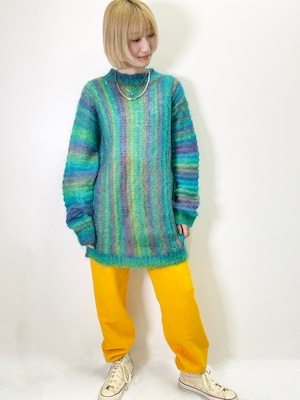 Vintage Rainbow Color Mohair Sweater Made In England