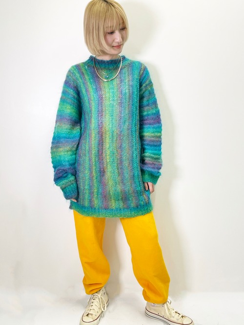 Vintage Rainbow Color Mohair Sweater Made In England