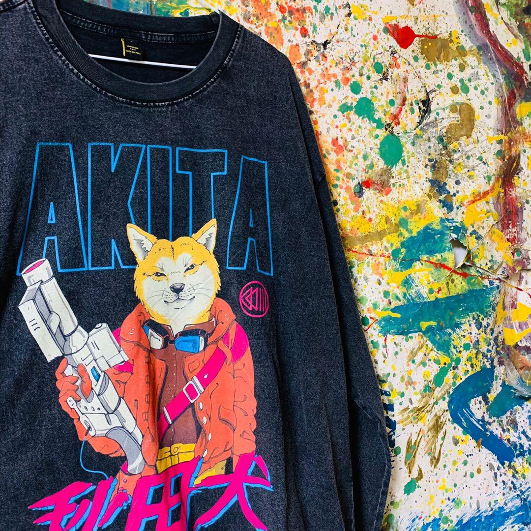 AKITA 秋田犬 AKIRA ロンＴ 長袖 新品 黒 XL XXL | PAPER HOUSE