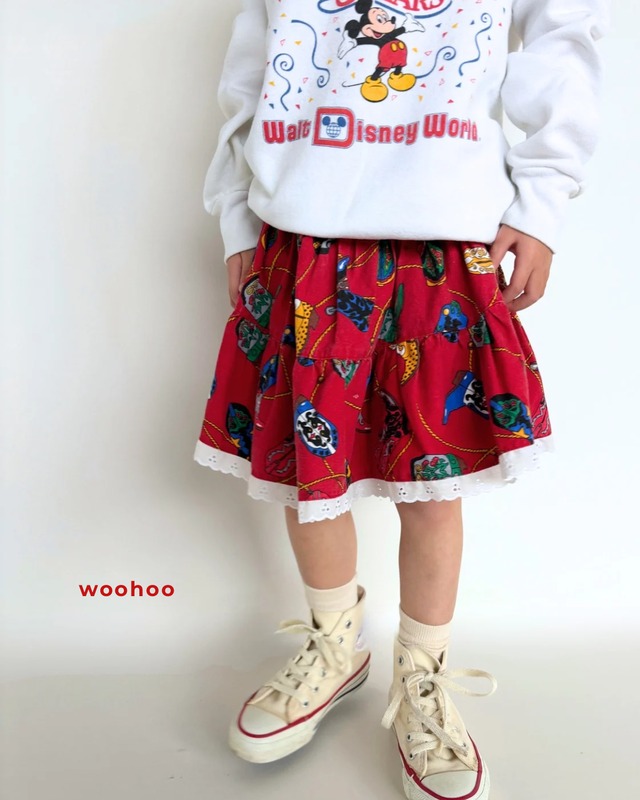 【2-3T相当・vintage】USA製デニムリボンスカート