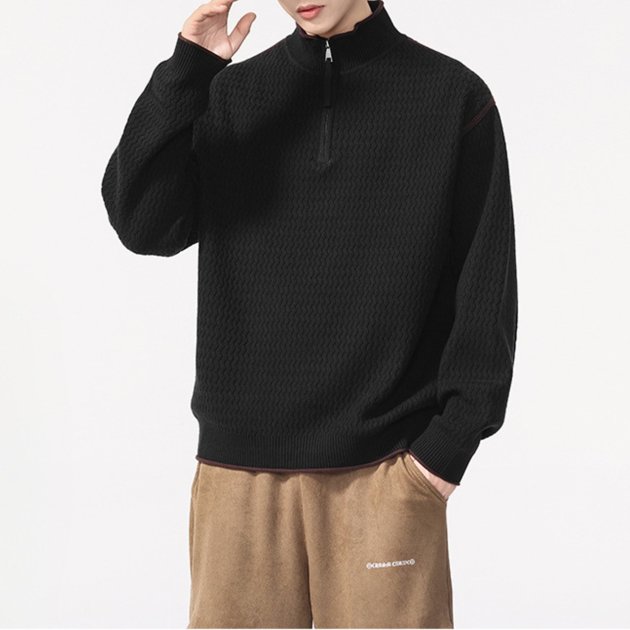 ハーフジップハイネックニット  　TB1784・画像6