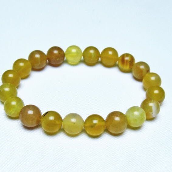 オパール ブレスレット 10mm イエローオパール コモンオパール 一点物 メール便可 [M便 1/10] 111-48717