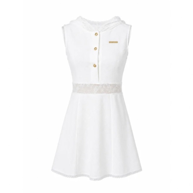 Lumignon original ♥ Lace hoodie flare dress【ホワイト】