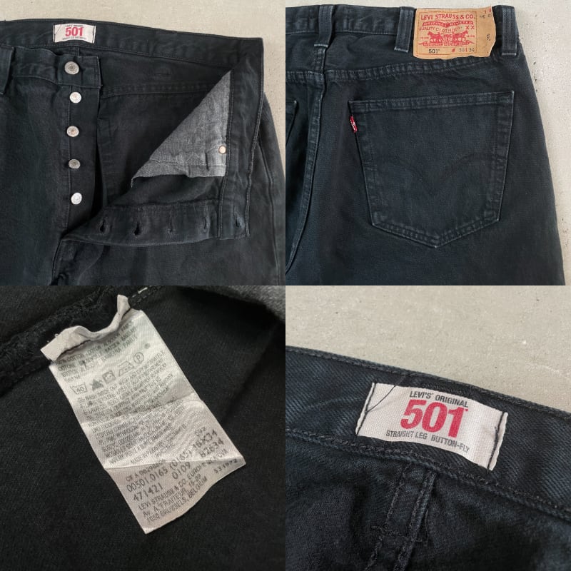 Levi's ユーロリーバイス 501 ブラックデニムパンツ ストレート メンズ