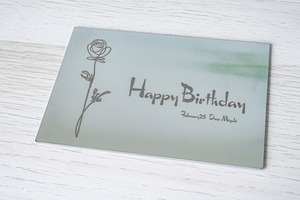 Message Card Happybirthday rose-A ヘアライン加工 ネーム刻印対応