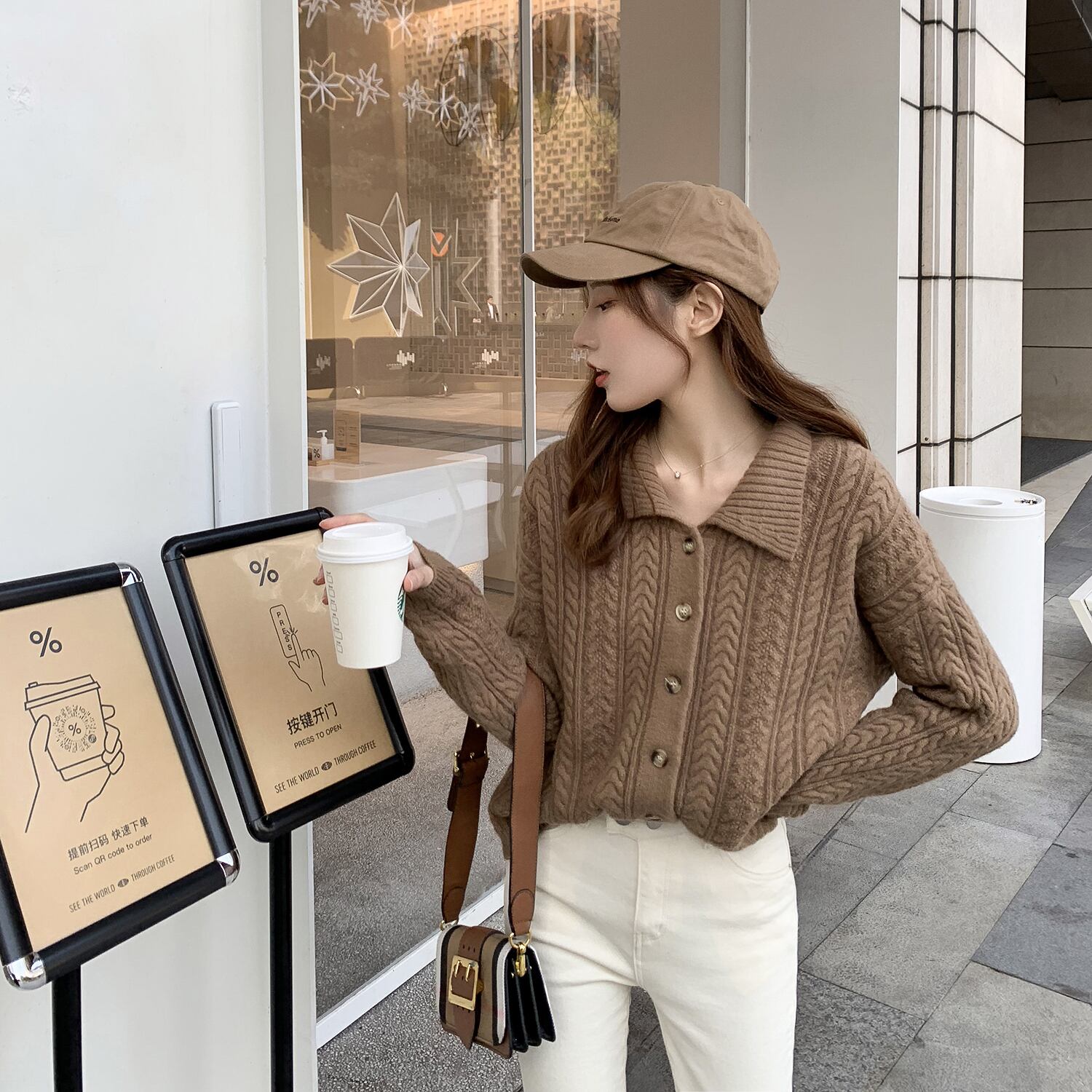 ショートカーディガンセーター ジャケット スプリングスタンダードニットトップス レトロ 春物 6Du_Shop_Women13307272394