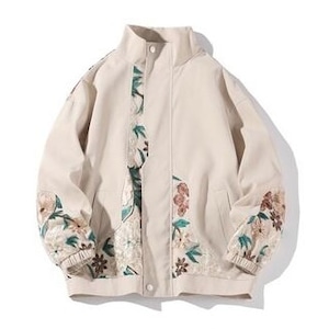 Flower embroidery high street high neck jacket