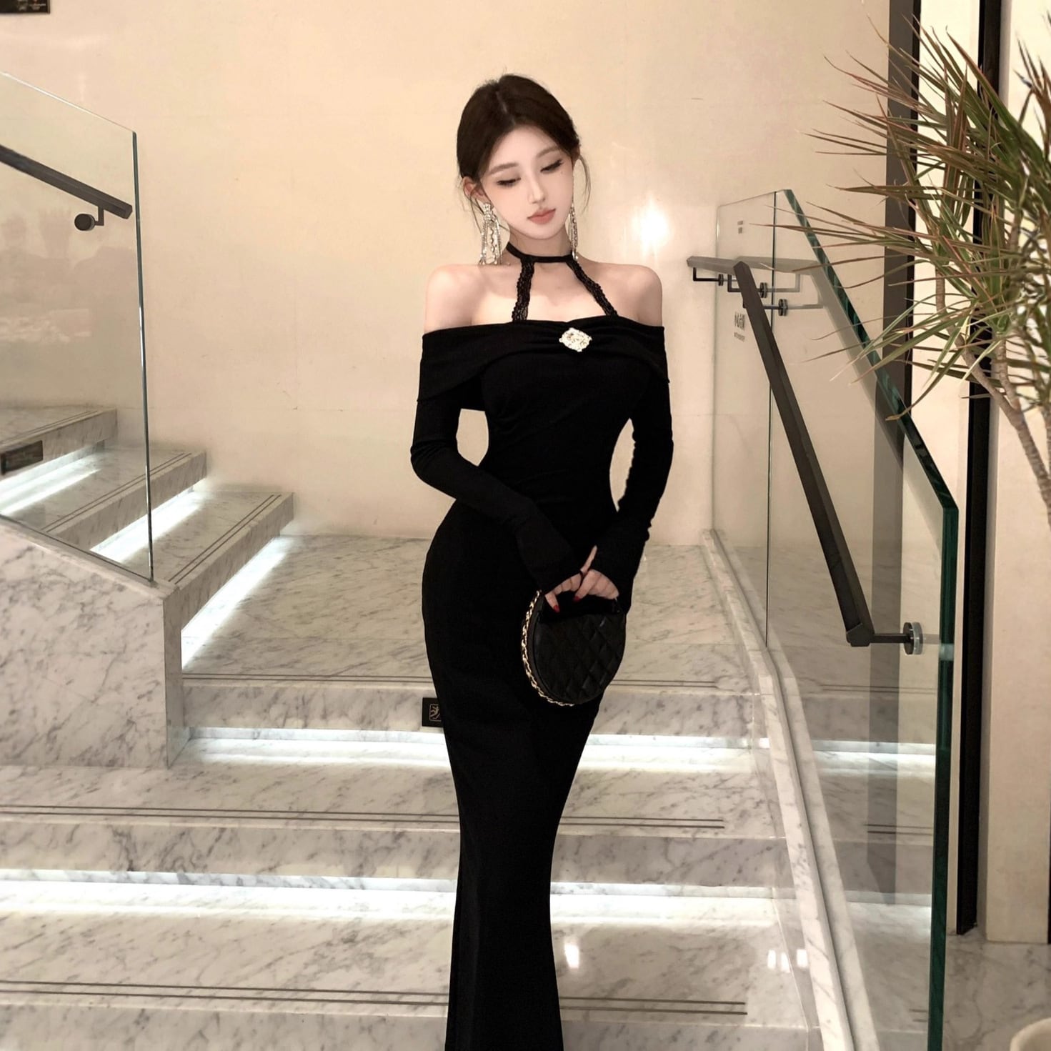 Lady's coco ロングドレス キャバドレス セクシー オフショルダー