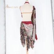 社交ダンス 衣装 ELegance London ドレス ワンピース ラテン レッド系 ブラック系 ベージュ系 黒 赤 レース デモ 競技 パーティ 発表会 伸縮 アニマル柄 模様 華やか 総柄 ステージ衣装 パフォーマンス衣装 高級感