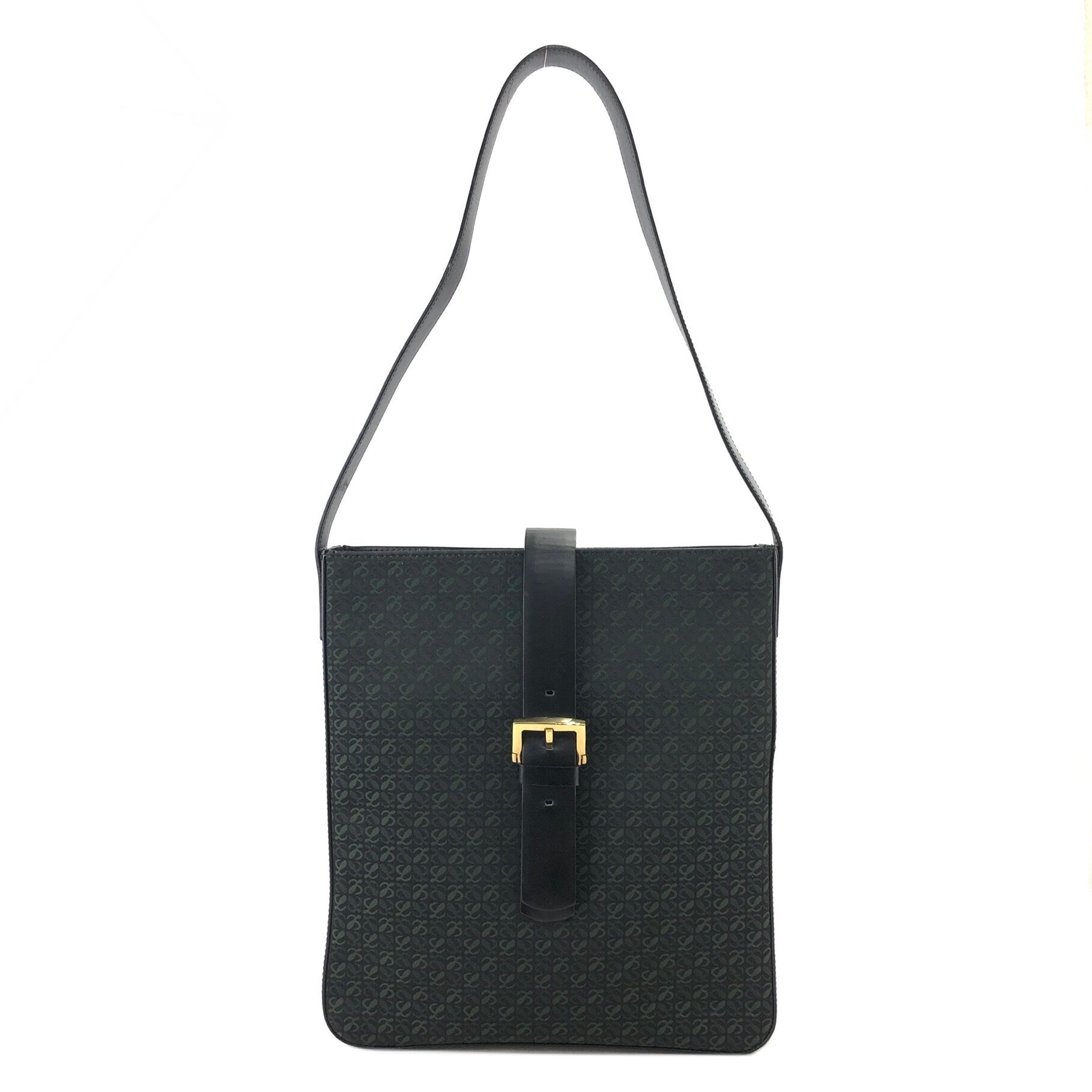 LOEWE ロエベ 総柄 フロントベルト レザー×ナイロン ショルダーバッグ