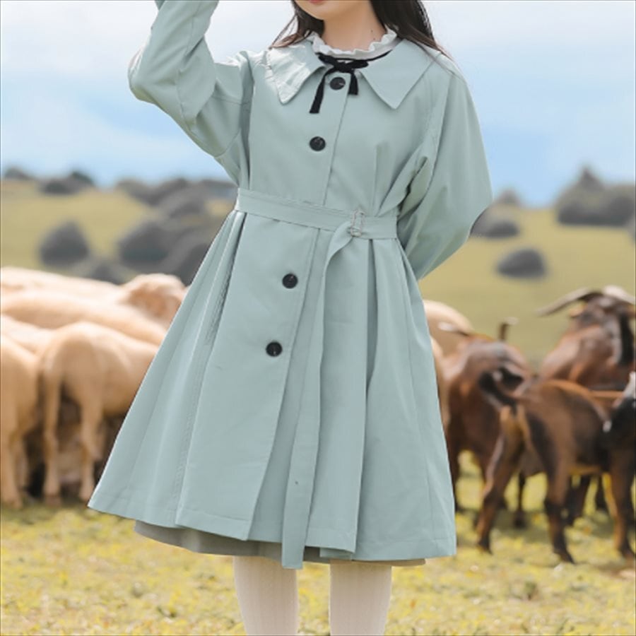 送料無料 スプリングコート カジュアル フェミニン Aライン フレア チェスターコート 代 30代 レディースファッション 可愛い 無地 長袖 ロング丈 お出かけ 女子会 デイリーユース お茶会 お呼ばれ 春 街角のカフェテラス