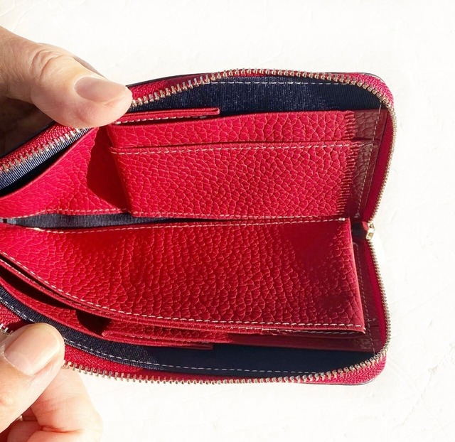 【SRK01SP】　1万円札が折らずに入る最少サイズの長財布「L字束入」　（ネイビー・パープル）