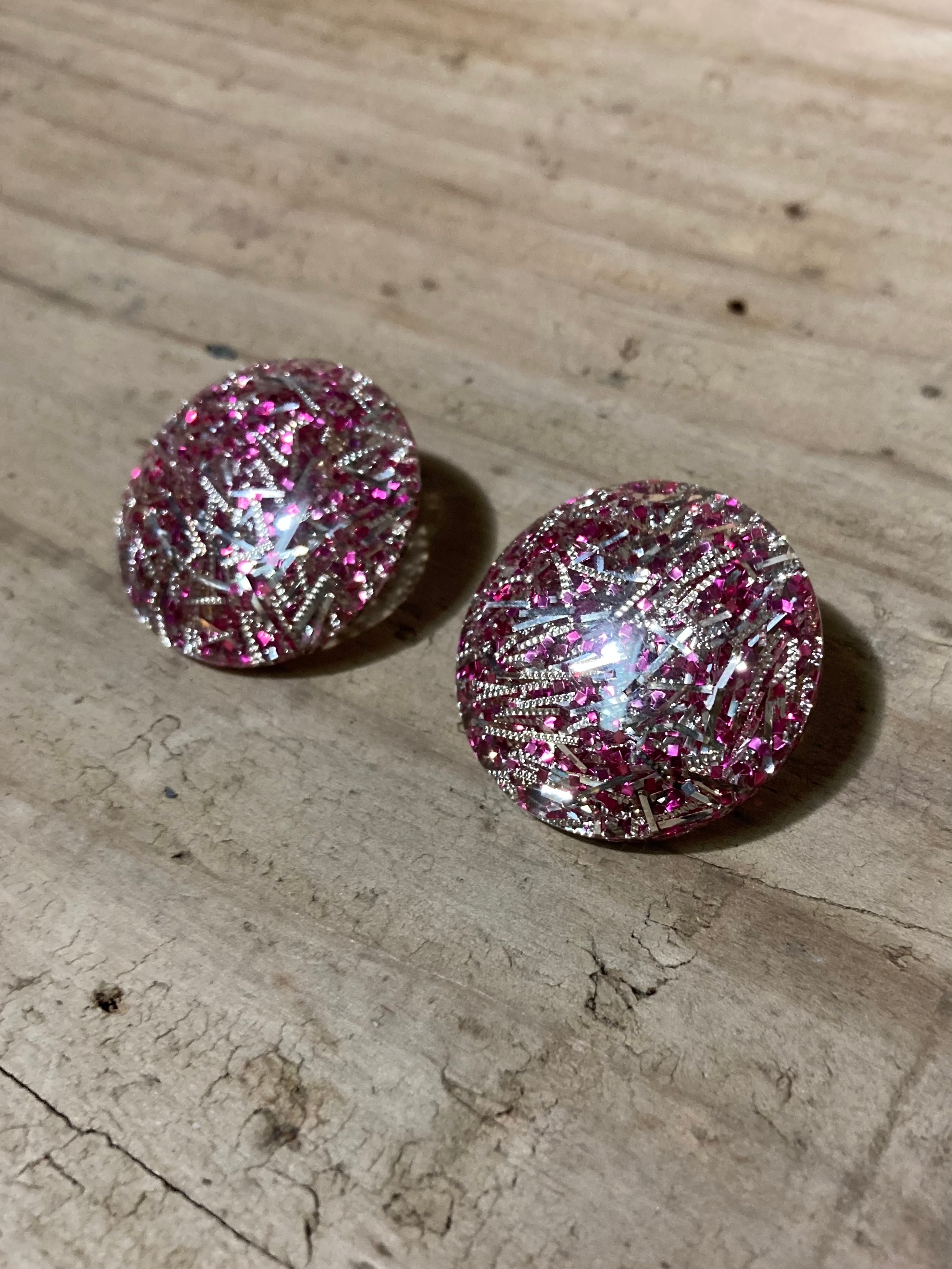 50s GLITTER LUCITE  EARRINGS (beady  antiques)