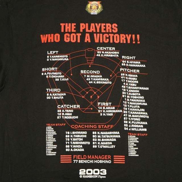 1699 未使用 阪神タイガース 2003優勝ビール掛けTシャツ プロ野球 