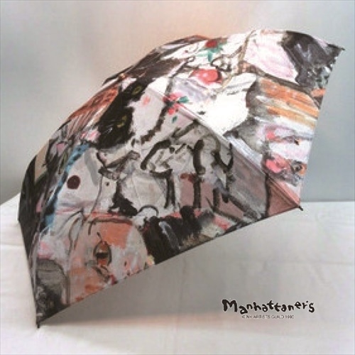 絵画柄の折畳雨傘（レディス手開き）絵画の題名「猫的解釈による名画」《送料無料/宅急便コンパクト》