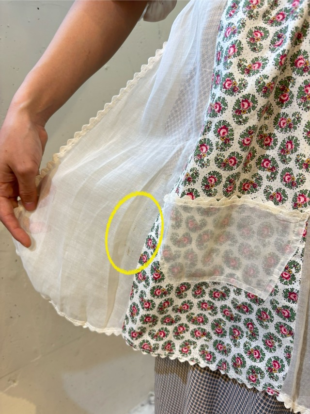 Vintage pink flower organdy apron