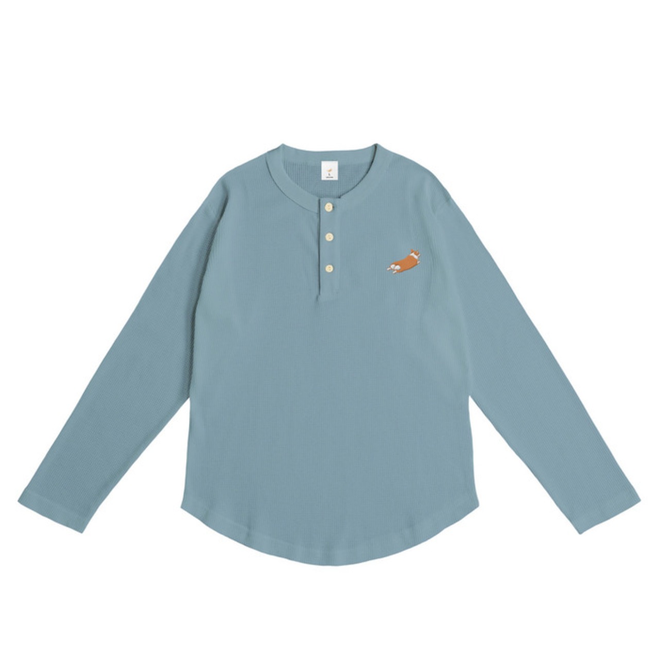 WIGGLE ROGO WAFFLE HENLEY TEE -Smoky blue-　[T0064]
