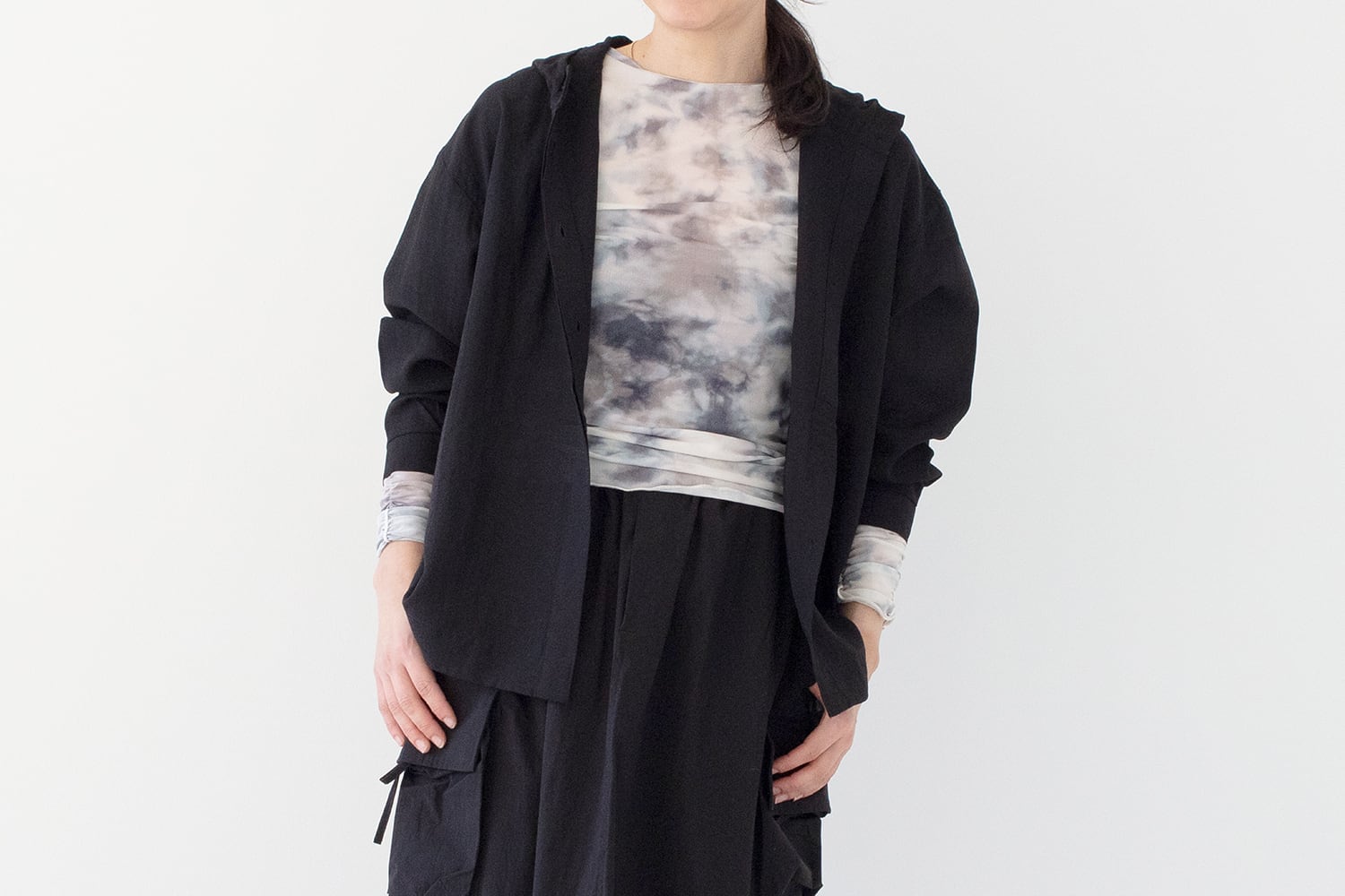 シアーメッシュ - フィットサイズボートネックプルオーバー