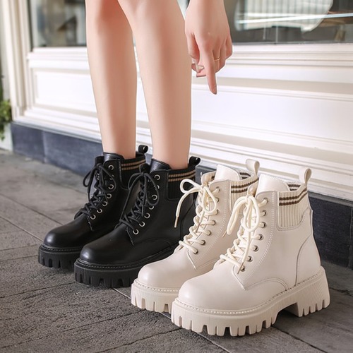 ソックス風サイドゴアショートブーツ  00044