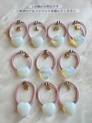 Pu'uwai heart Opalite hair accessory（ぷっくりハートオパライト天然石ヘアゴム)
