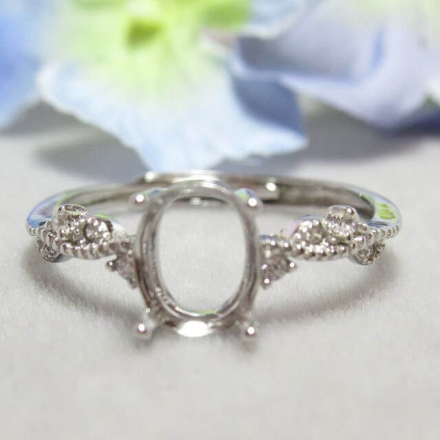 8×6㎜ ミルリーフCZ S925 リング台 SV