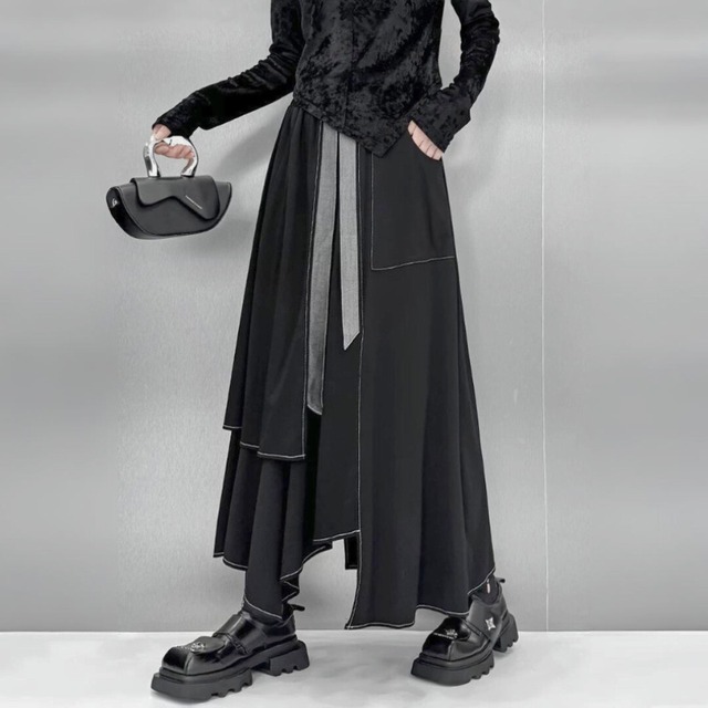 Layered asymmetry pocket skirt C1260