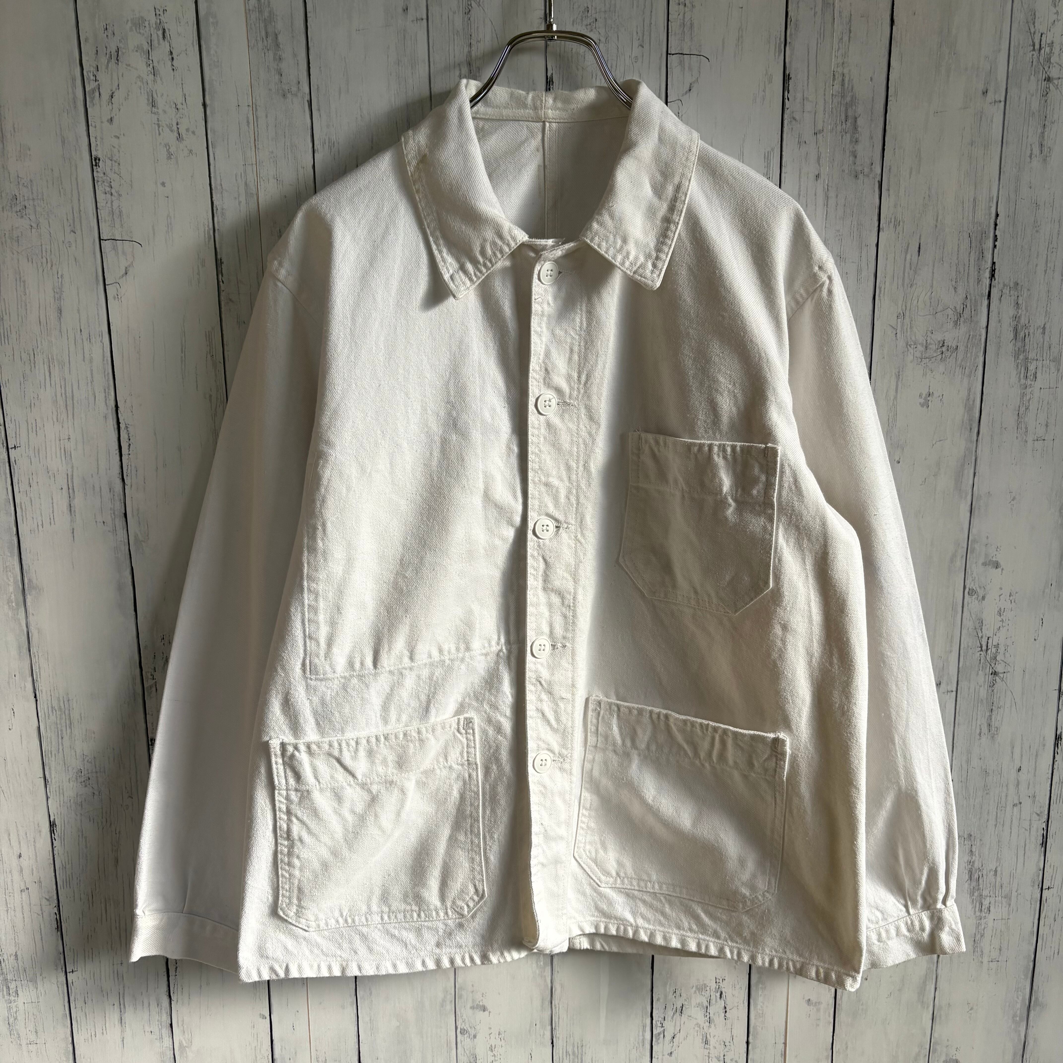 70s フレンチ カバーオール 白 ワークジャケット ユーロワーク