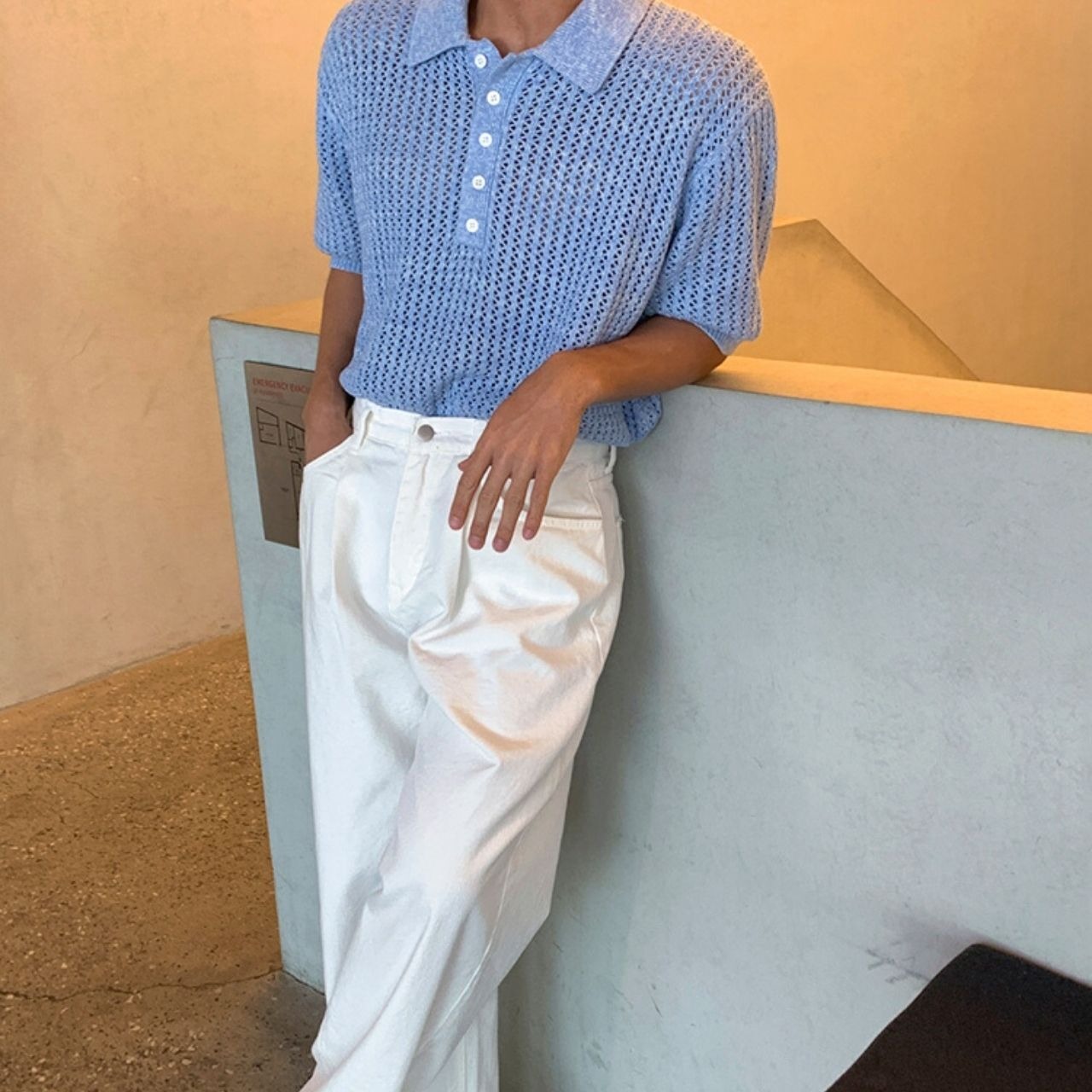 ルーズカラーニットポロシャツ　MT0080438