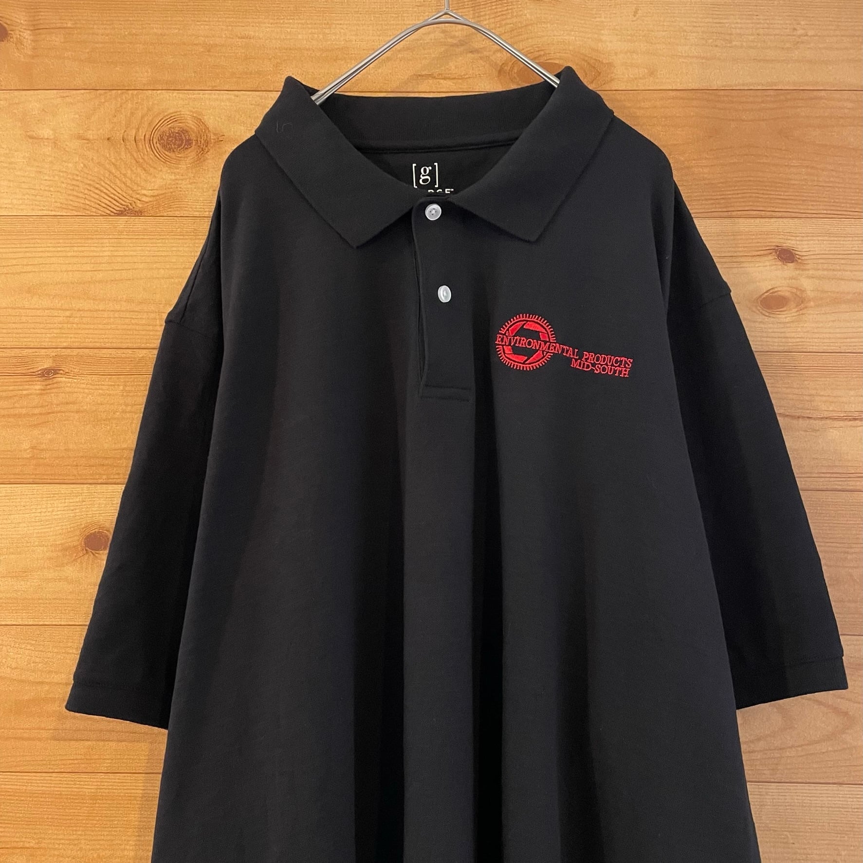GEORGE ブラック 3XL メンズ USA 90s 半袖 ポロシャツ 黒