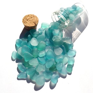 Light Blue Seaglass Bottle Object  BZ-72