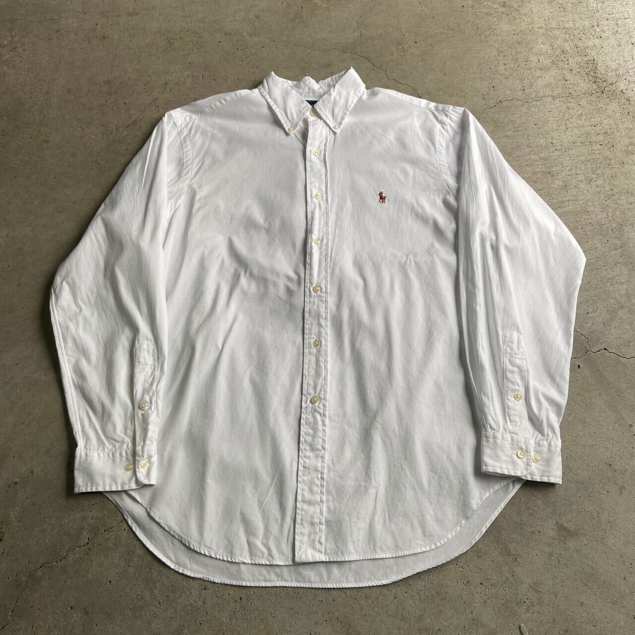 ラルフローレン 長袖 BDシャツ オックスフォード 刺繍 XL 90s ホワイト
