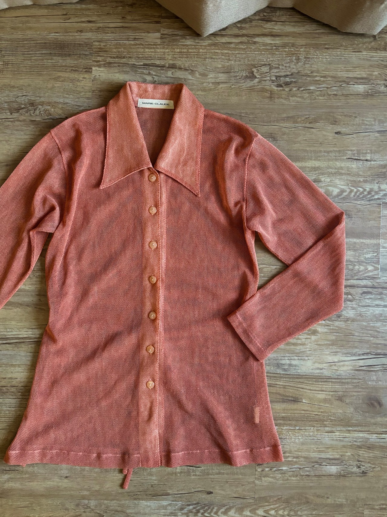 MARIE CLAUDE orange sheer shirt-5185-3