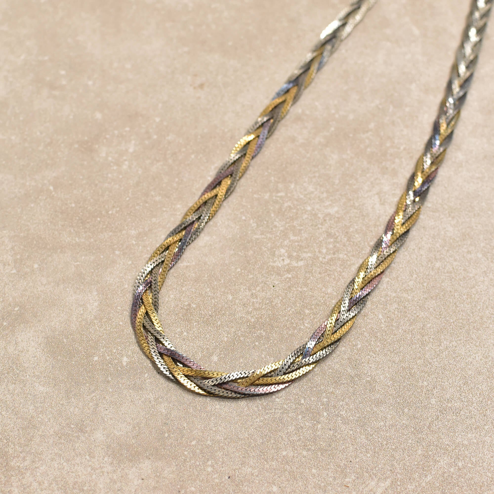 90s~ blaid design flat link chain necklace