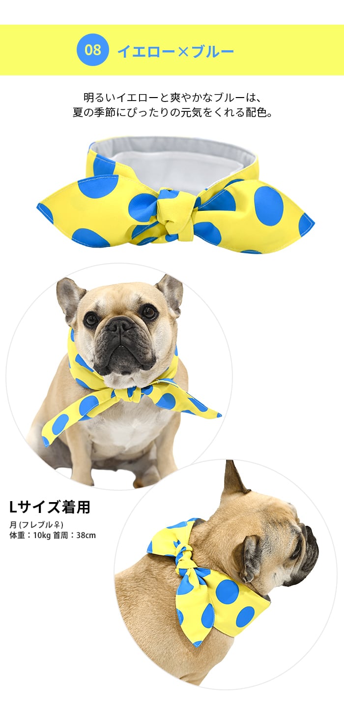NEW 冷んやり柔らかクールネックタオル スヌード 犬猫用 レモンフリル