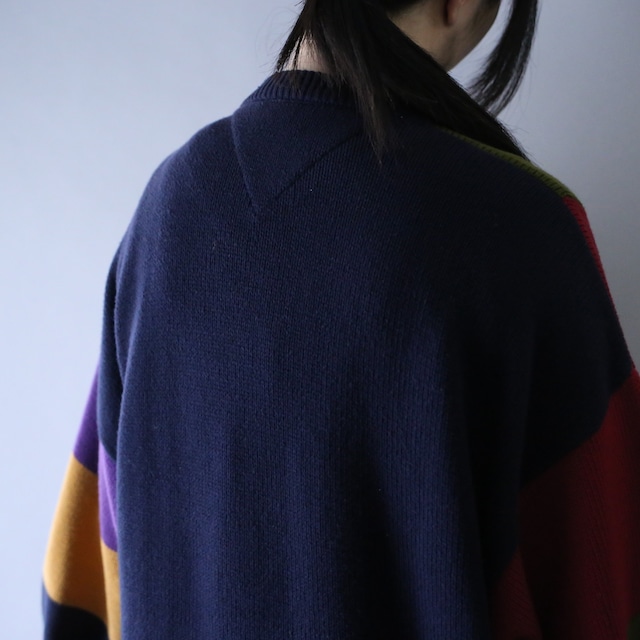 "TOMMY HILFIGER" good coloring over silhouette cotton sweater