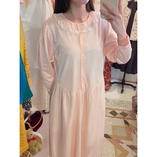 frill lace pink neglige one-piece