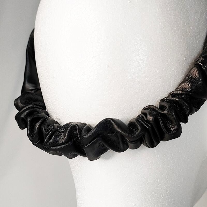 送料無料】AC-34 カチューシャ カチューム レザー調 ファスナー ZIPPER