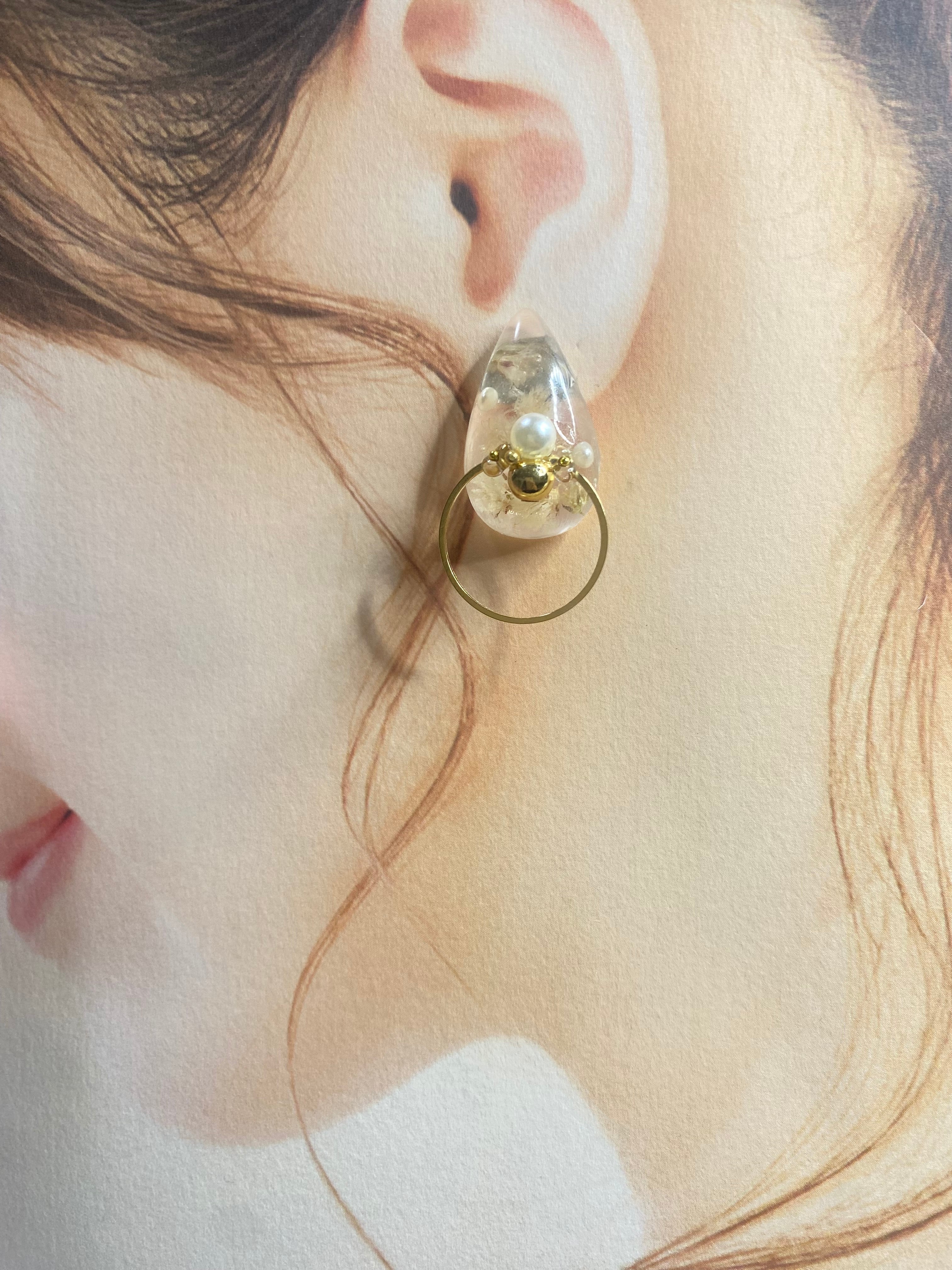 フェミニン 上品 綺麗め OL ドライフラワー ~ ハンドメイド ~ ピアス