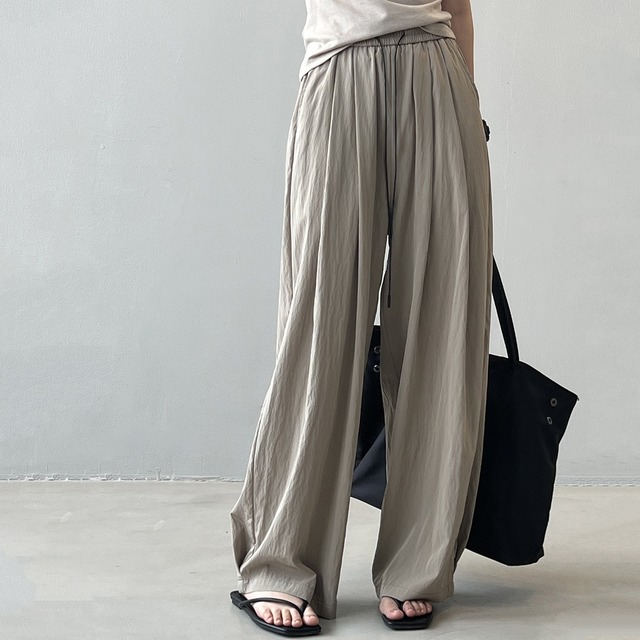 washer pleat wide easy pants