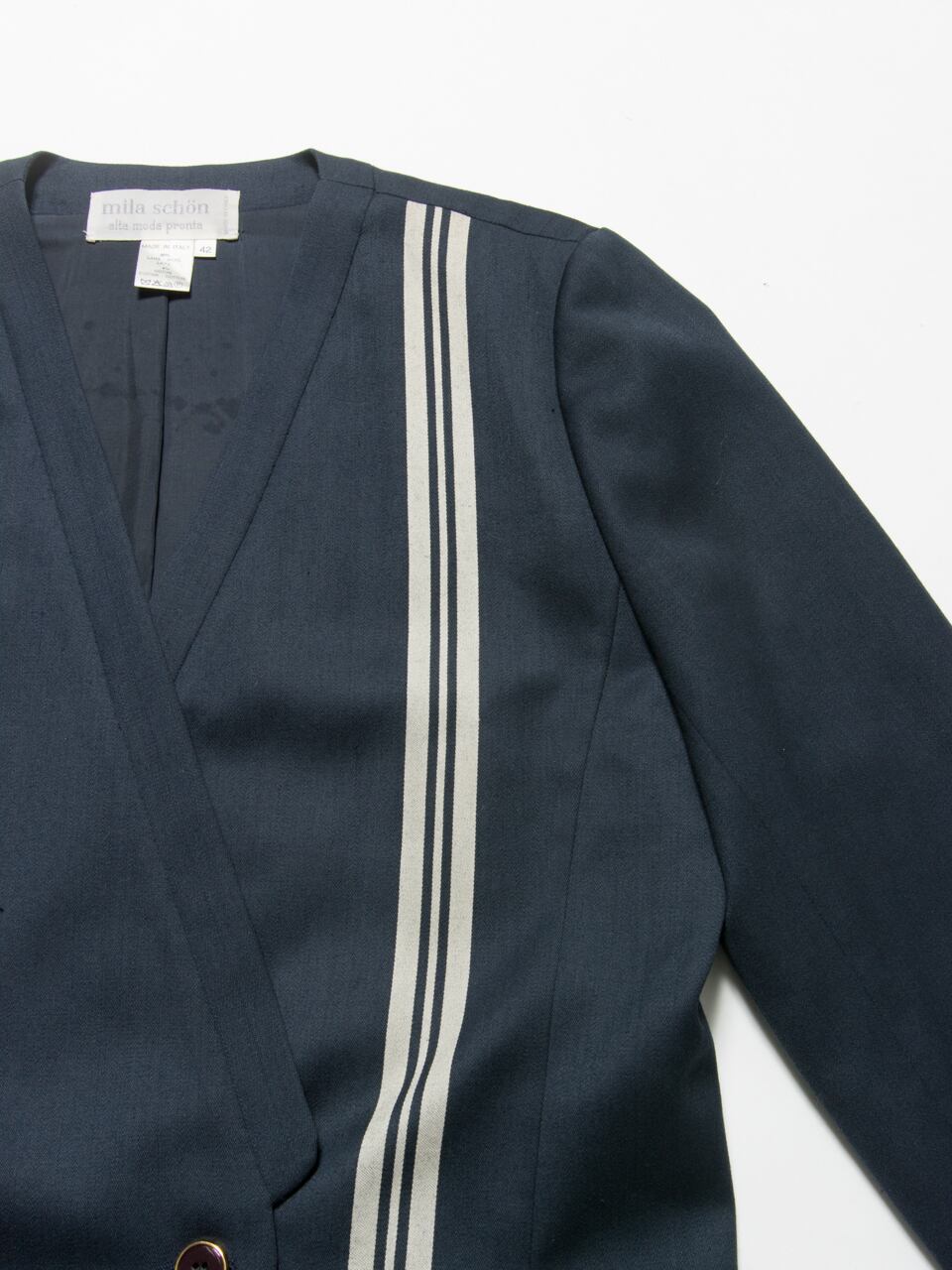 【mila schon】Made in Italy collarless Jacket（ミラ ショーン イタリア製 ノーカラージャケット ダブル）